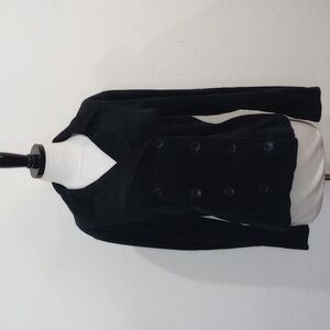 Michele Negri Black Corduroy Cropped Jacket Flare Sleeves Italy US 8, IT 44